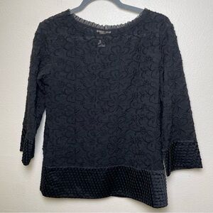 Sundance Black Sheer Embroidered Top